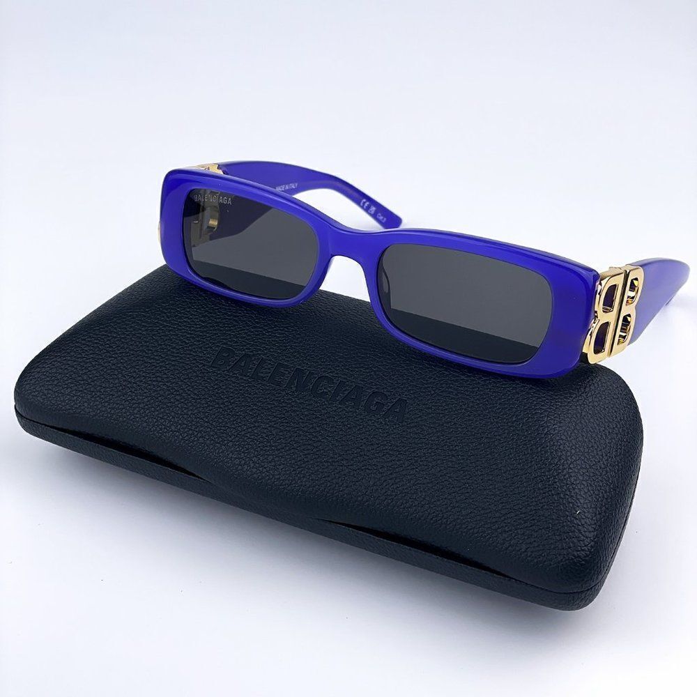 SALE! NEW Balenciaga BB0096S 004 Violet Gray Rectangle/Narrow Women Sunglasses - Picture 3 of 12